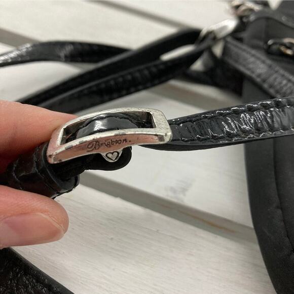 BRIGHTON MINI BLACK NYLON CROSSBODY POUCH WITH METAL STUDS - Picture 3 of 6